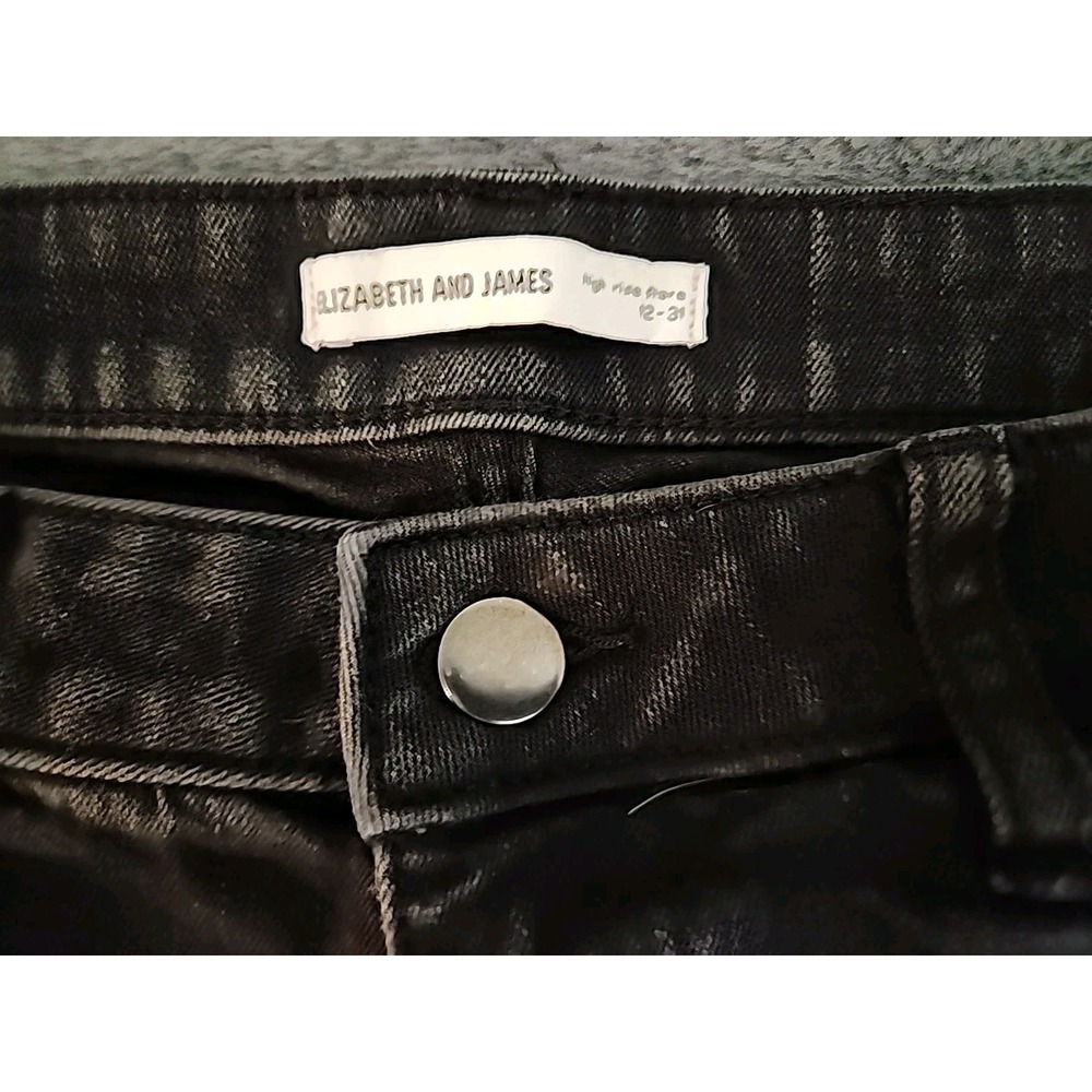 Women's Elizabeth and James High Rise Flare Jeans Black Wash Size 12 - Picture 6 of 8